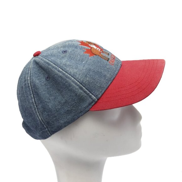 Vintage Denim Canada Moose Embroidered Dad Hat Baseball Cap Snapback Blue Red - Picture 7 of 9